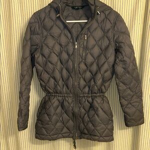 Women's Hooded Quilted Gray Puffer Jacket